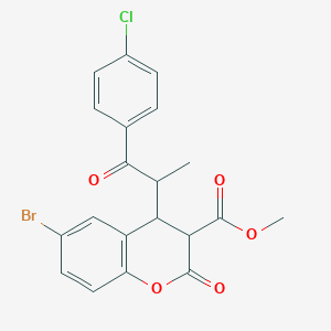 molecular formula C20H16BrClO5 B4082350 Methyl 6-bromo-4-[1-(4-chlorophenyl)-1-oxopropan-2-yl]-2-oxo-3,4-dihydrochromene-3-carboxylate 