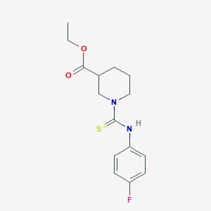 molecular formula C15H19FN2O2S B4082360 ETHYL 1-[(4-FLUOROANILINO)CARBOTHIOYL]-3-PIPERIDINECARBOXYLATE 