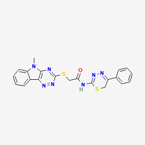 molecular formula C21H17N7OS2 B4082404 2-({5-METHYL-5H-[1,2,4]TRIAZINO[5,6-B]INDOL-3-YL}SULFANYL)-N-(5-PHENYL-6H-1,3,4-THIADIAZIN-2-YL)ACETAMIDE 