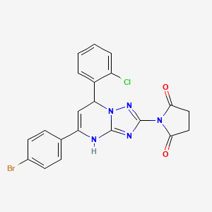 molecular formula C21H15BrClN5O2 B4082459 1-[5-(4-BROMOPHENYL)-7-(2-CHLOROPHENYL)-4H,7H-[1,2,4]TRIAZOLO[1,5-A]PYRIMIDIN-2-YL]PYRROLIDINE-2,5-DIONE 