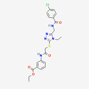 molecular formula C23H24ClN5O4S B4082531 ethyl 3-[({[5-({[(4-chlorophenyl)carbonyl]amino}methyl)-4-ethyl-4H-1,2,4-triazol-3-yl]sulfanyl}acetyl)amino]benzoate 