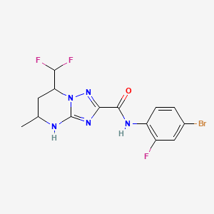 molecular formula C14H13BrF3N5O B4082539 N~2~-(4-BROMO-2-FLUOROPHENYL)-7-(DIFLUOROMETHYL)-5-METHYL-4,5,6,7-TETRAHYDRO[1,2,4]TRIAZOLO[1,5-A]PYRIMIDINE-2-CARBOXAMIDE 
