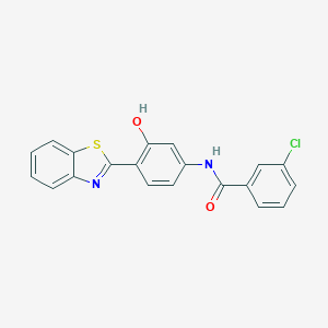 molecular formula C20H13ClN2O2S B408257 N-[4-(1,3-benzothiazol-2-yl)-3-hydroxyphenyl]-3-chlorobenzamide 