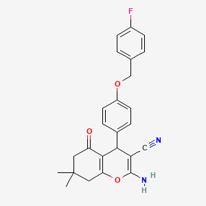 molecular formula C25H23FN2O3 B4082576 2-amino-4-[4-[(4-fluorophenyl)methoxy]phenyl]-7,7-dimethyl-5-oxo-6,8-dihydro-4H-chromene-3-carbonitrile 