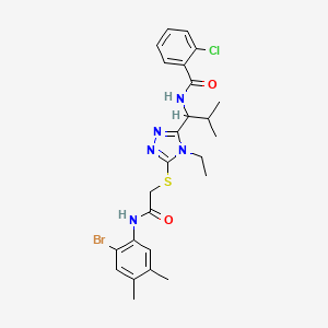 molecular formula C25H29BrClN5O2S B4082598 N-{1-[5-({2-[(2-bromo-4,5-dimethylphenyl)amino]-2-oxoethyl}sulfanyl)-4-ethyl-4H-1,2,4-triazol-3-yl]-2-methylpropyl}-2-chlorobenzamide 