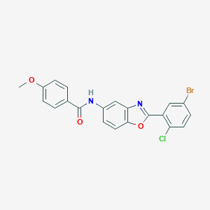 molecular formula C21H14BrClN2O3 B408269 N-[2-(5-bromo-2-chlorophenyl)-1,3-benzoxazol-5-yl]-4-methoxybenzamide 