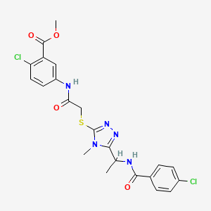 molecular formula C22H21Cl2N5O4S B4082724 methyl 2-chloro-5-[({[5-(1-{[(4-chlorophenyl)carbonyl]amino}ethyl)-4-methyl-4H-1,2,4-triazol-3-yl]sulfanyl}acetyl)amino]benzoate 