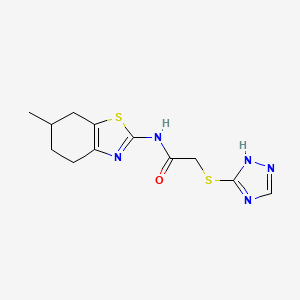 molecular formula C12H15N5OS2 B4082826 N-(6-methyl-4,5,6,7-tetrahydro-1,3-benzothiazol-2-yl)-2-(4H-1,2,4-triazol-3-ylsulfanyl)acetamide 