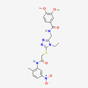 molecular formula C23H26N6O6S B4082827 N-{[4-ethyl-5-({2-[(2-methyl-5-nitrophenyl)amino]-2-oxoethyl}sulfanyl)-4H-1,2,4-triazol-3-yl]methyl}-3,4-dimethoxybenzamide 