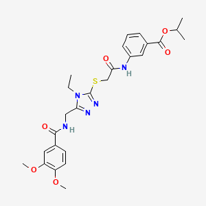 molecular formula C26H31N5O6S B4082856 propan-2-yl 3-[({[5-({[(3,4-dimethoxyphenyl)carbonyl]amino}methyl)-4-ethyl-4H-1,2,4-triazol-3-yl]sulfanyl}acetyl)amino]benzoate 