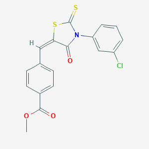 molecular formula C18H12ClNO3S2 B408287 METHYL 4-{[(5E)-3-(3-CHLOROPHENYL)-4-OXO-2-SULFANYLIDENE-1,3-THIAZOLIDIN-5-YLIDENE]METHYL}BENZOATE 