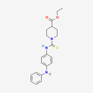molecular formula C21H25N3O2S B4082947 Ethyl 1-{[4-(phenylamino)phenyl]carbamothioyl}piperidine-4-carboxylate 