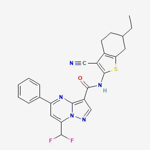 molecular formula C25H21F2N5OS B4082958 N-(3-cyano-6-ethyl-4,5,6,7-tetrahydro-1-benzothiophen-2-yl)-7-(difluoromethyl)-5-phenylpyrazolo[1,5-a]pyrimidine-3-carboxamide 