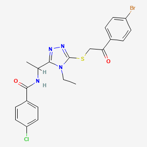 molecular formula C21H20BrClN4O2S B4083083 N-[1-(5-{[2-(4-bromophenyl)-2-oxoethyl]sulfanyl}-4-ethyl-4H-1,2,4-triazol-3-yl)ethyl]-4-chlorobenzamide 