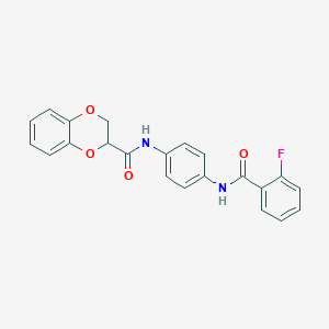 molecular formula C22H17FN2O4 B4083115 N-[4-(2-FLUOROBENZAMIDO)PHENYL]-2,3-DIHYDRO-1,4-BENZODIOXINE-2-CARBOXAMIDE 