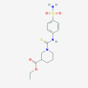 molecular formula C15H21N3O4S2 B4083283 Ethyl 1-[(4-sulfamoylphenyl)carbamothioyl]piperidine-3-carboxylate 