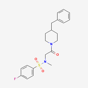 molecular formula C21H25FN2O3S B4083344 N-[2-(4-benzylpiperidin-1-yl)-2-oxoethyl]-4-fluoro-N-methylbenzenesulfonamide 
