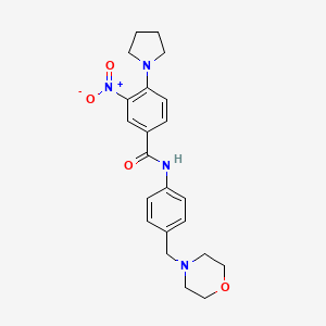 molecular formula C22H26N4O4 B4083386 N-[4-(morpholin-4-ylmethyl)phenyl]-3-nitro-4-(pyrrolidin-1-yl)benzamide 
