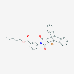 molecular formula C30H26BrNO4 B408351 Pentyl 3-(1-bromo-16,18-dioxo-17-azapentacyclo[6.6.5.0~2,7~.0~9,14~.0~15,19~]nonadeca-2,4,6,9,11,13-hexaen-17-yl)benzoate (non-preferred name) 