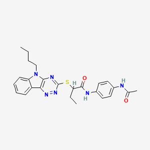 molecular formula C25H28N6O2S B4083593 N~1~-[4-(ACETYLAMINO)PHENYL]-2-[(5-BUTYL-5H-[1,2,4]TRIAZINO[5,6-B]INDOL-3-YL)SULFANYL]BUTANAMIDE 