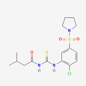 molecular formula C16H22ClN3O3S2 B4083635 N-[(2-chloro-5-pyrrolidin-1-ylsulfonylphenyl)carbamothioyl]-3-methylbutanamide 
