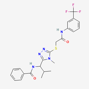 molecular formula C23H24F3N5O2S B4083647 N-(2-methyl-1-{4-methyl-5-[(2-oxo-2-{[3-(trifluoromethyl)phenyl]amino}ethyl)sulfanyl]-4H-1,2,4-triazol-3-yl}propyl)benzamide 