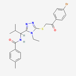 molecular formula C24H27BrN4O2S B4083774 N-[1-(5-{[2-(4-bromophenyl)-2-oxoethyl]sulfanyl}-4-ethyl-4H-1,2,4-triazol-3-yl)-2-methylpropyl]-4-methylbenzamide 