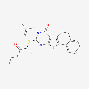 molecular formula C23H24N2O3S2 B4083835 ethyl 2-[[13-(2-methylprop-2-enyl)-12-oxo-17-thia-13,15-diazatetracyclo[8.7.0.02,7.011,16]heptadeca-1(10),2,4,6,11(16),14-hexaen-14-yl]sulfanyl]propanoate 
