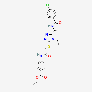 molecular formula C24H26ClN5O4S B4083914 ethyl 4-[({[5-(1-{[(4-chlorophenyl)carbonyl]amino}ethyl)-4-ethyl-4H-1,2,4-triazol-3-yl]sulfanyl}acetyl)amino]benzoate 