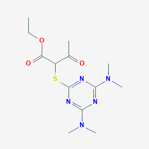 molecular formula C13H21N5O3S B4083987 Ethyl 2-[[4,6-bis(dimethylamino)-1,3,5-triazin-2-yl]sulfanyl]-3-oxobutanoate 