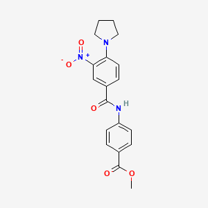 molecular formula C19H19N3O5 B4084003 Methyl 4-({[3-nitro-4-(pyrrolidin-1-yl)phenyl]carbonyl}amino)benzoate 
