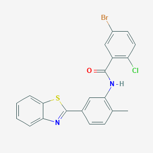 molecular formula C21H14BrClN2OS B408401 N-[5-(1,3-benzothiazol-2-yl)-2-methylphenyl]-5-bromo-2-chlorobenzamide 