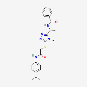 molecular formula C23H27N5O2S B4084011 N-(1-{4-methyl-5-[(2-oxo-2-{[4-(propan-2-yl)phenyl]amino}ethyl)sulfanyl]-4H-1,2,4-triazol-3-yl}ethyl)benzamide 