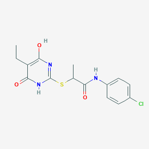 molecular formula C15H16ClN3O3S B4084038 N-(4-chlorophenyl)-2-[(5-ethyl-4-hydroxy-6-oxo-1,6-dihydropyrimidin-2-yl)sulfanyl]propanamide 