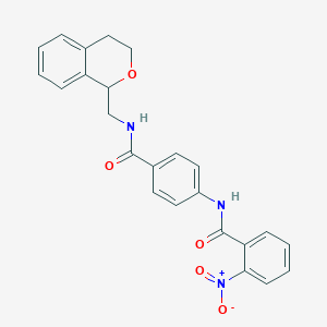 molecular formula C24H21N3O5 B4084064 N-[4-(3,4-dihydro-1H-isochromen-1-ylmethylcarbamoyl)phenyl]-2-nitrobenzamide 