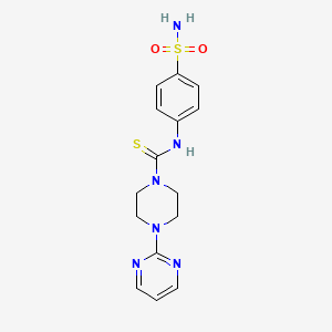 molecular formula C15H18N6O2S2 B4084123 N-[4-(AMINOSULFONYL)PHENYL]-4-(2-PYRIMIDINYL)TETRAHYDRO-1(2H)-PYRAZINECARBOTHIOAMIDE 