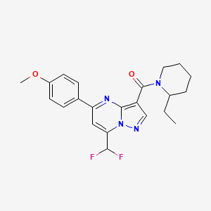 molecular formula C22H24F2N4O2 B4084201 (7-(Difluoromethyl)-5-(4-methoxyphenyl)pyrazolo[1,5-a]pyrimidin-3-yl)(2-ethylpiperidin-1-yl)methanone 