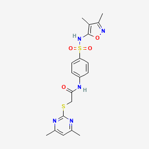 molecular formula C19H21N5O4S2 B4084212 N-{4-[(3,4-dimethyl-1,2-oxazol-5-yl)sulfamoyl]phenyl}-2-[(4,6-dimethylpyrimidin-2-yl)sulfanyl]acetamide 