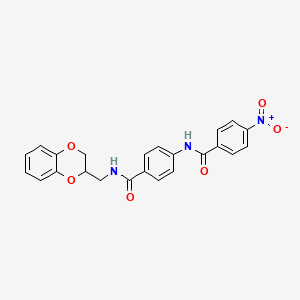 molecular formula C23H19N3O6 B4084248 N-(2,3-dihydro-1,4-benzodioxin-3-ylmethyl)-4-[(4-nitrobenzoyl)amino]benzamide 