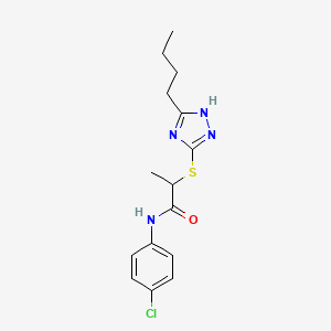 molecular formula C15H19ClN4OS B4084535 2-[(5-BUTYL-4H-1,2,4-TRIAZOL-3-YL)SULFANYL]-N~1~-(4-CHLOROPHENYL)PROPANAMIDE 