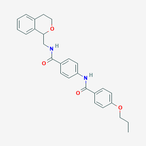 molecular formula C27H28N2O4 B4084545 N-(4-{[(3,4-Dihydro-1H-2-benzopyran-1-YL)methyl]carbamoyl}phenyl)-4-propoxybenzamide 