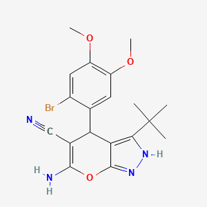 molecular formula C19H21BrN4O3 B4084558 6-Amino-4-(2-bromo-4,5-dimethoxyphenyl)-3-tert-butyl-2,4-dihydropyrano[2,3-c]pyrazole-5-carbonitrile 