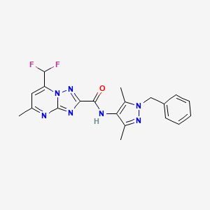 molecular formula C20H19F2N7O B4084667 N-(1-BENZYL-3,5-DIMETHYL-1H-PYRAZOL-4-YL)-7-(DIFLUOROMETHYL)-5-METHYL-[1,2,4]TRIAZOLO[1,5-A]PYRIMIDINE-2-CARBOXAMIDE 