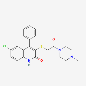 molecular formula C22H22ClN3O2S B4084671 6-chloro-3-{[2-(4-methylpiperazin-1-yl)-2-oxoethyl]sulfanyl}-4-phenylquinolin-2(1H)-one 