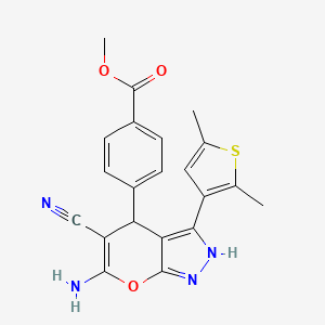 molecular formula C21H18N4O3S B4084680 Methyl 4-[6-amino-5-cyano-3-(2,5-dimethylthiophen-3-yl)-2,4-dihydropyrano[2,3-c]pyrazol-4-yl]benzoate 