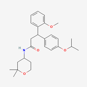 molecular formula C26H35NO4 B4084802 N-(2,2-DIMETHYLOXAN-4-YL)-3-(2-METHOXYPHENYL)-3-[4-(PROPAN-2-YLOXY)PHENYL]PROPANAMIDE 