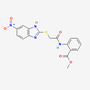 molecular formula C17H14N4O5S B4084920 METHYL 2-({2-[(5-NITRO-1H-1,3-BENZIMIDAZOL-2-YL)SULFANYL]ACETYL}AMINO)BENZOATE 