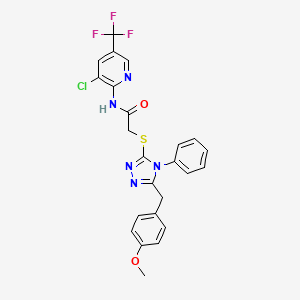 molecular formula C24H19ClF3N5O2S B4084962 N-[3-CHLORO-5-(TRIFLUOROMETHYL)-2-PYRIDINYL]-2-{[5-(4-METHOXYBENZYL)-4-PHENYL-4H-1,2,4-TRIAZOL-3-YL]SULFANYL}ACETAMIDE 