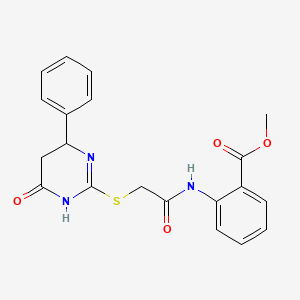 molecular formula C20H19N3O4S B4084969 Methyl 2-({[(6-oxo-4-phenyl-1,4,5,6-tetrahydropyrimidin-2-yl)sulfanyl]acetyl}amino)benzoate 