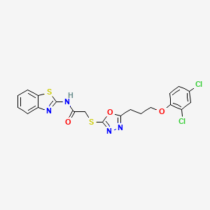 molecular formula C20H16Cl2N4O3S2 B4085030 N-(1,3-benzothiazol-2-yl)-2-({5-[3-(2,4-dichlorophenoxy)propyl]-1,3,4-oxadiazol-2-yl}sulfanyl)acetamide 